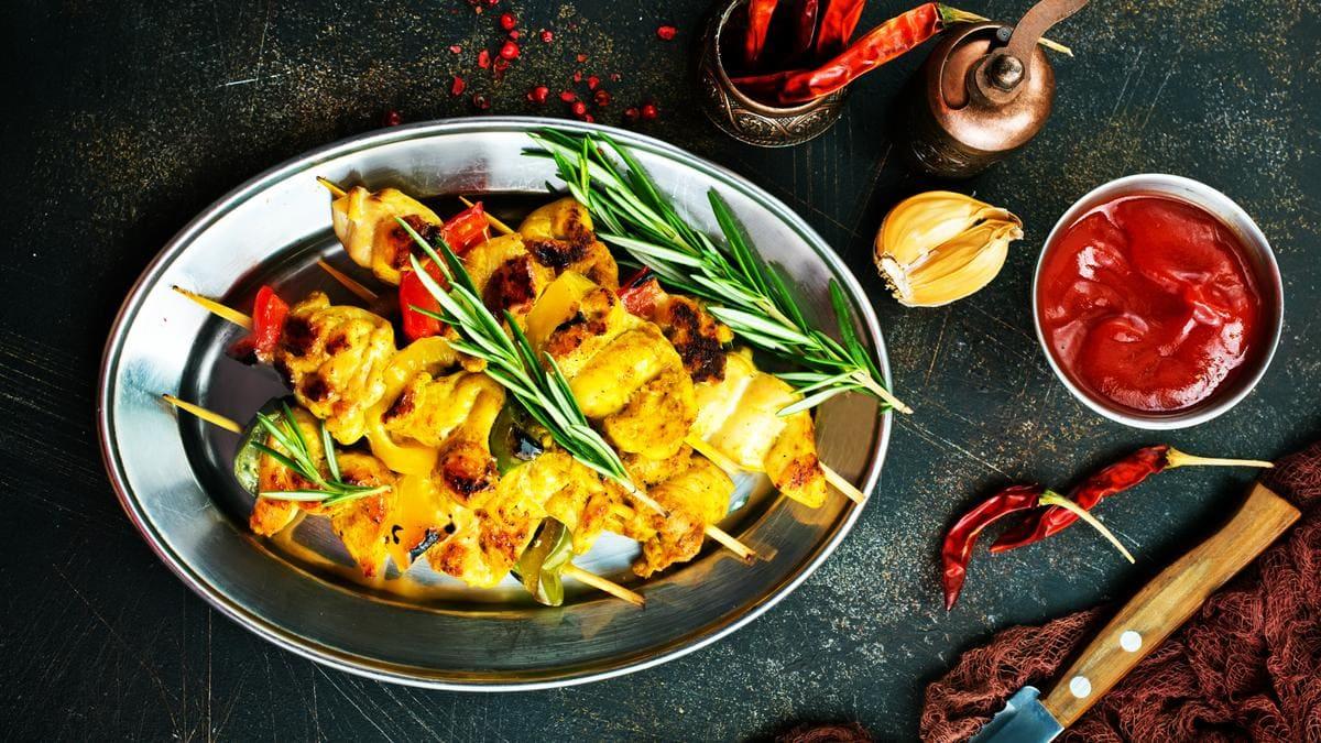 Hähnchen curry spieße im Airfryer